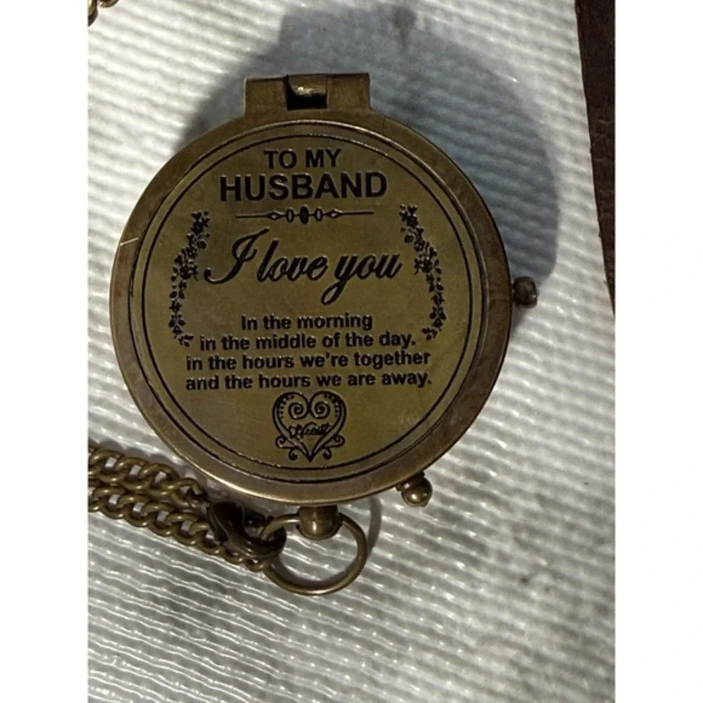 Engraved Brass Compass Gift for Husband 
